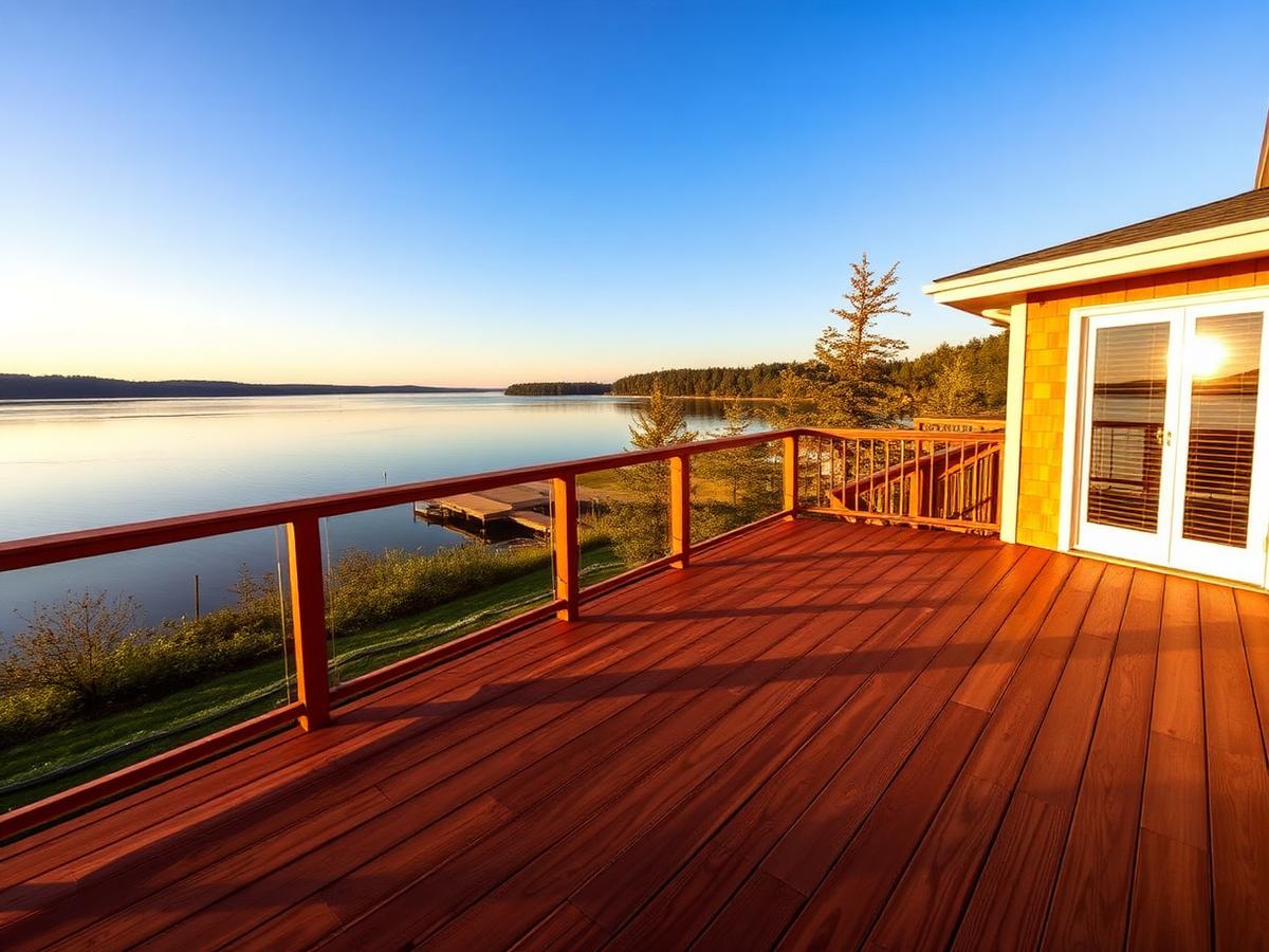 Freshly stained and painted exterior deck and trim work in Madison Wisconsin